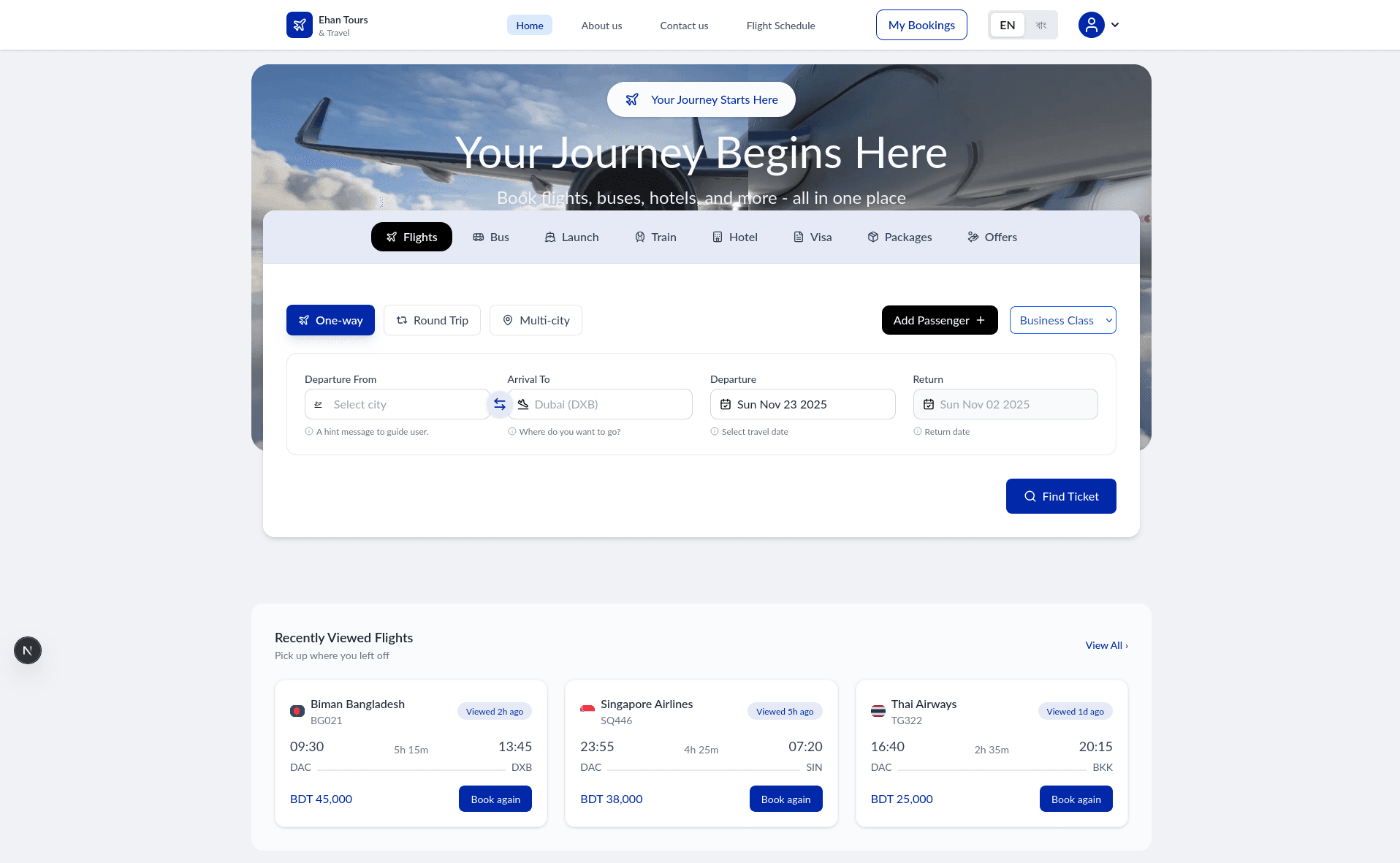 Ehan Tours & Travels Platform